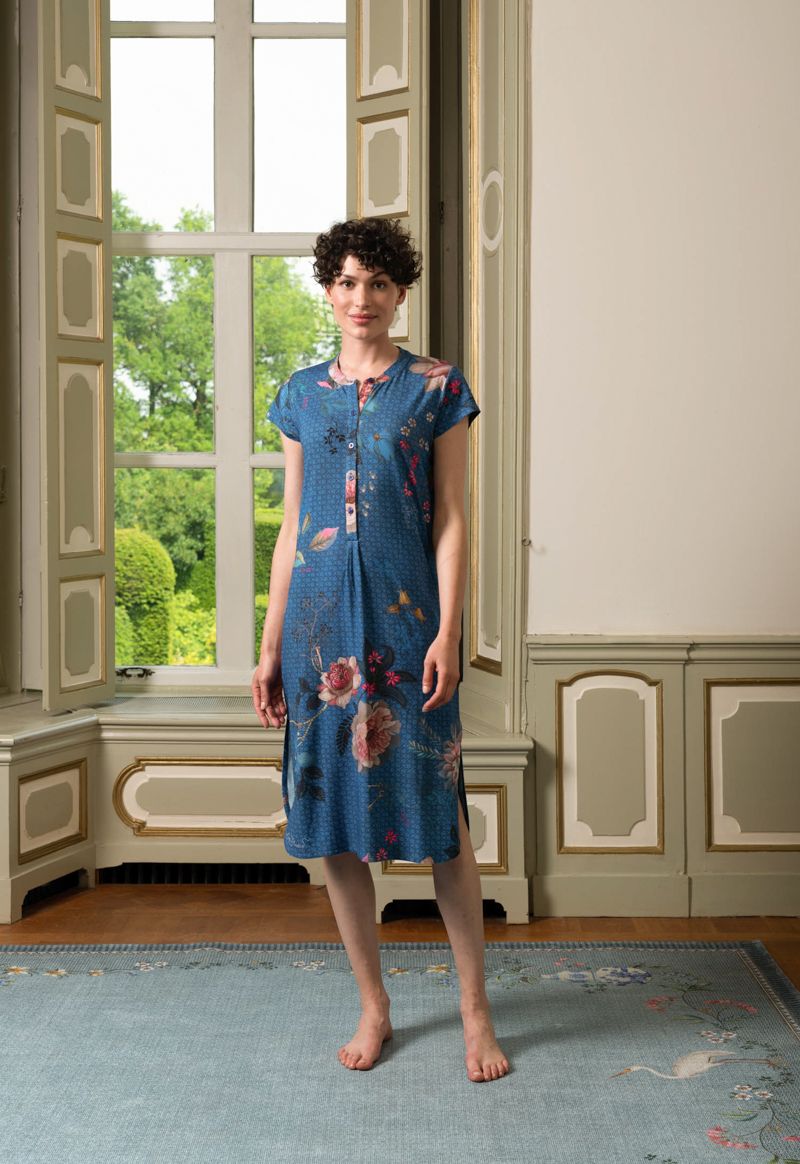 Pip Studio Nightdress Short Sleeve Tokyo Bouquet Dark Blue | Pip Studio the  Official website