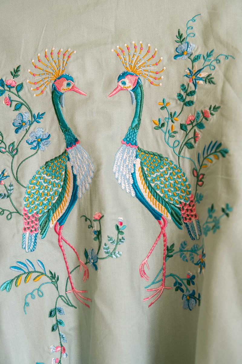 Kimono Flirting Birds Blauw
