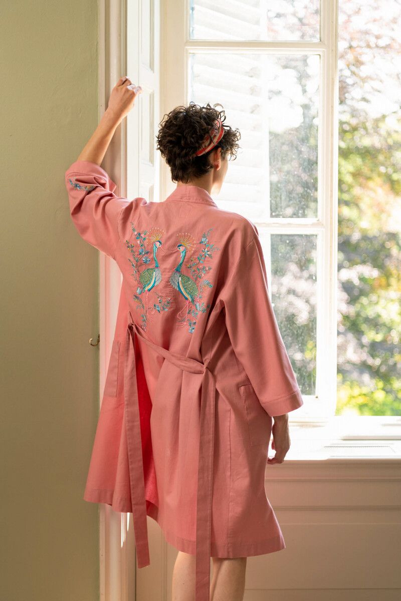 Kimono Flirting Birds Roze