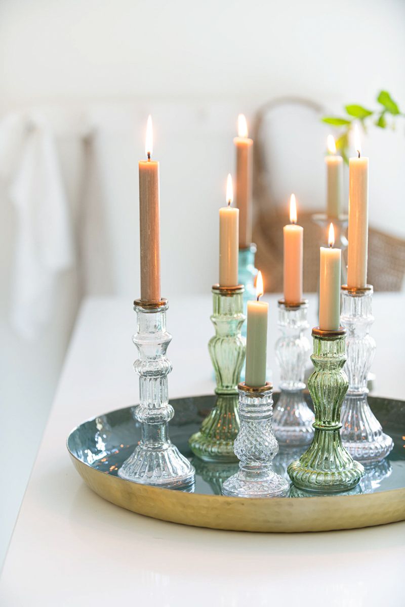 Set/2 Candle Holders Clear Glass