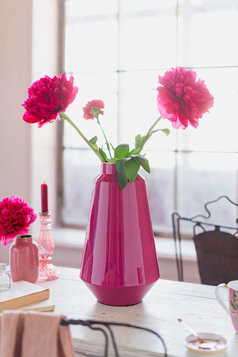 Vase en Métal en Coloris Rose 36 cm