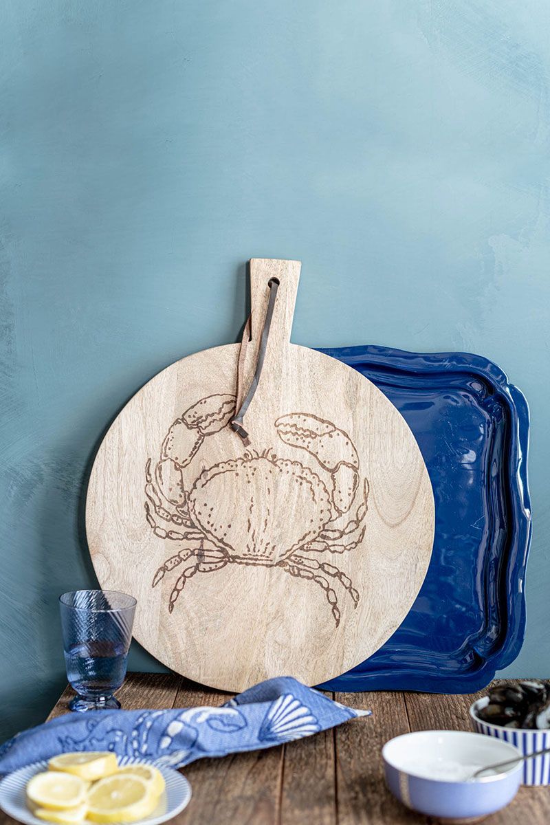 Wooden Tray Crab Round