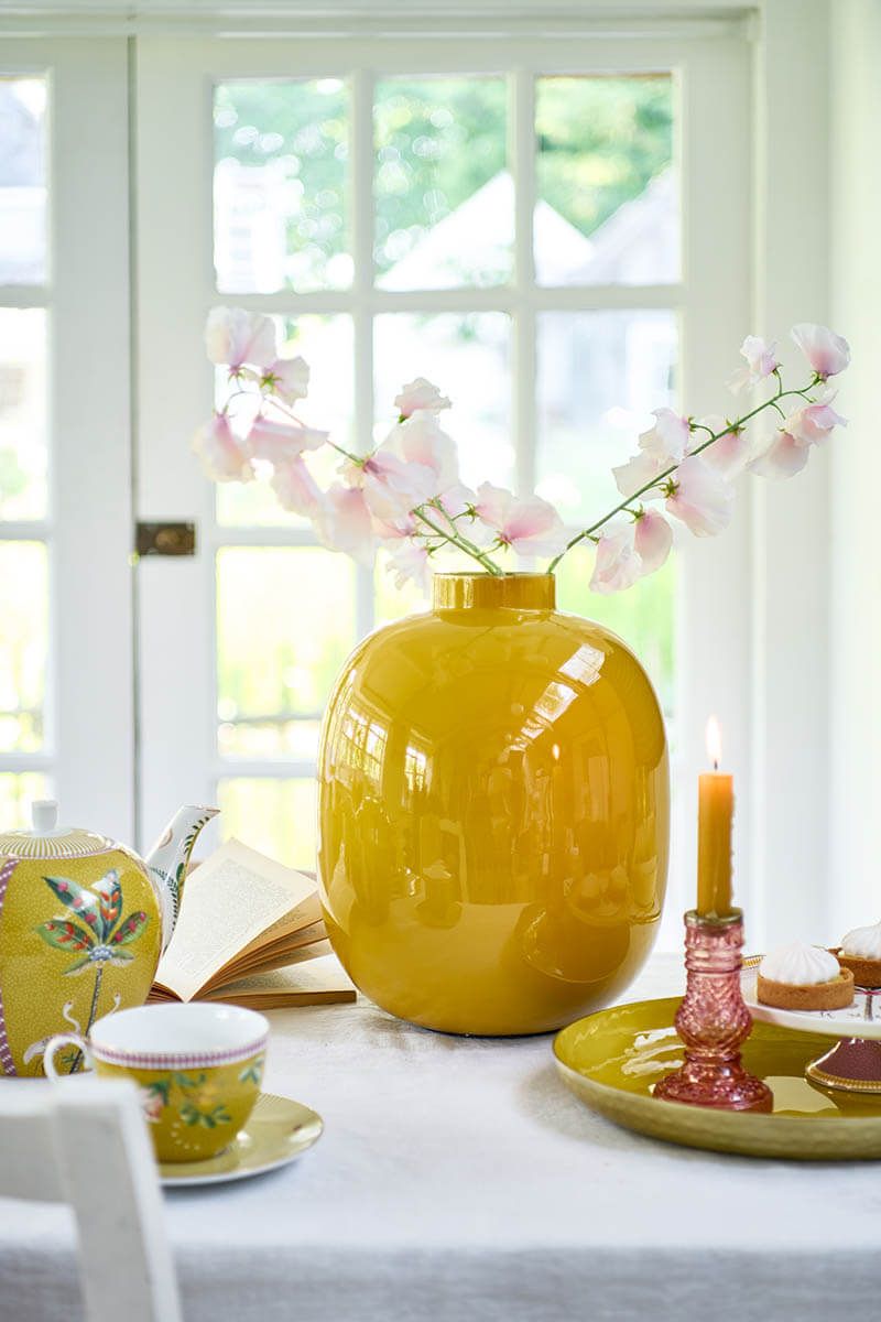 Metal Vase Yellow 32cm