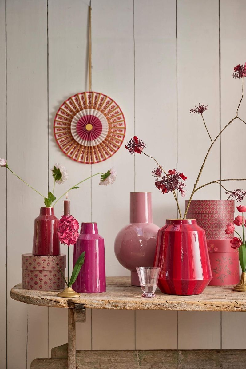 Vase Metal Pink 28cm