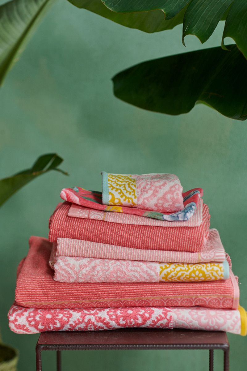 Grande Serviette de Bain Soft Zellige en Coloris Corail 70 x 140 cm