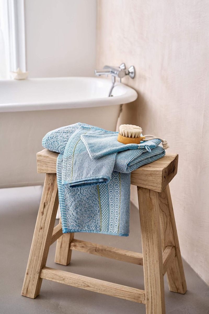 Large Bath Towel Soft Zellige Blue/Grey 70x140cm