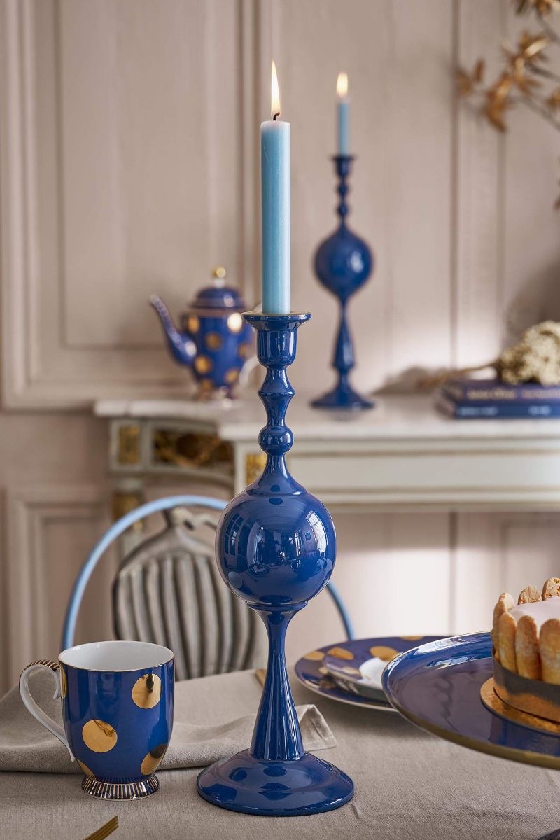 Set/2 Mokken Dot Delight Navy/Goud 350ml