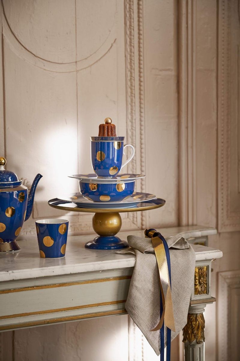 Schale Metall Kugel Navy/Gold
