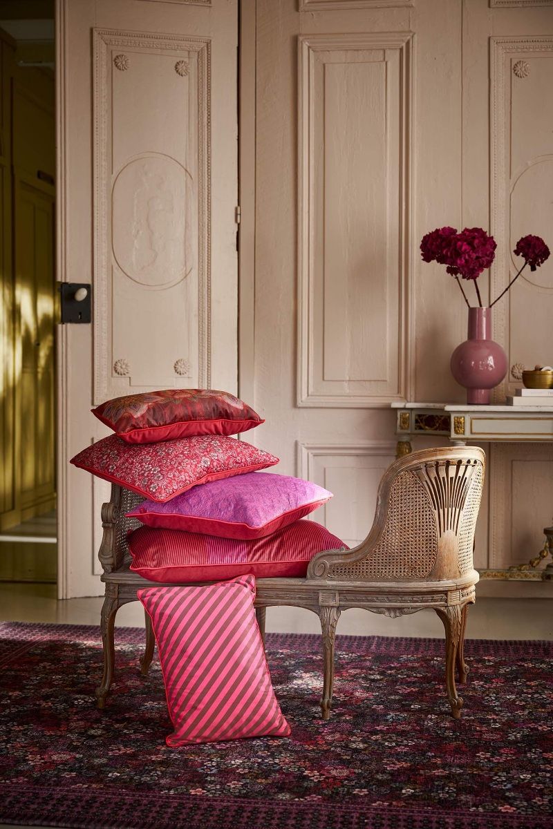Cousin Décoratifs Rayures Larges Rose
