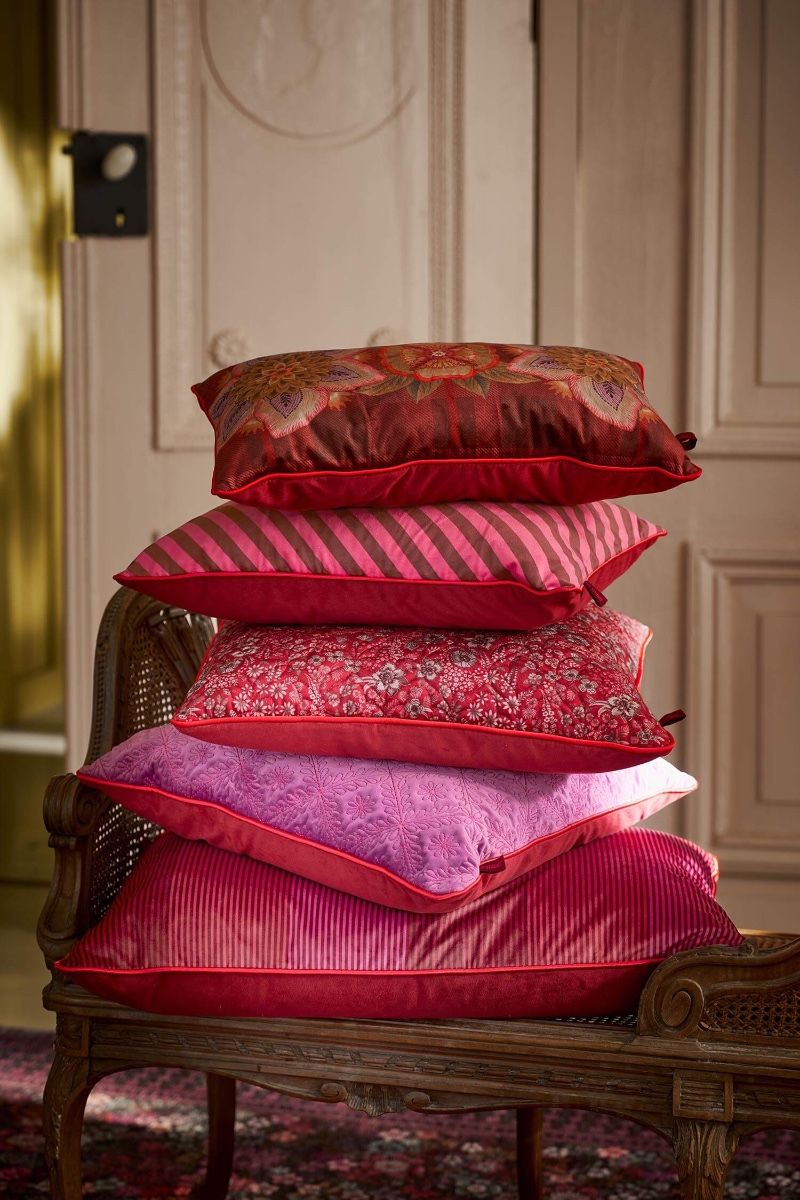 Cousin Décoratifs Multi Rayures Rouge