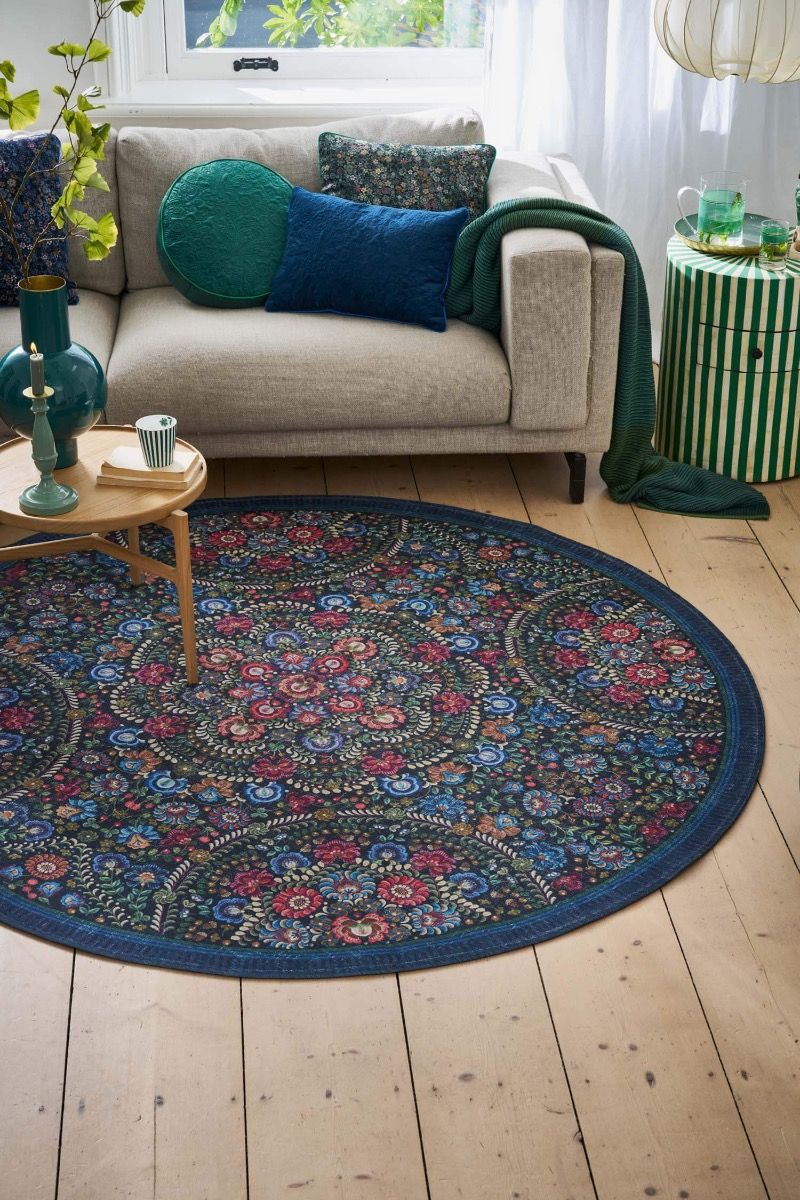 Tapis Rond Il Ricamo by Pip Bleu Foncé