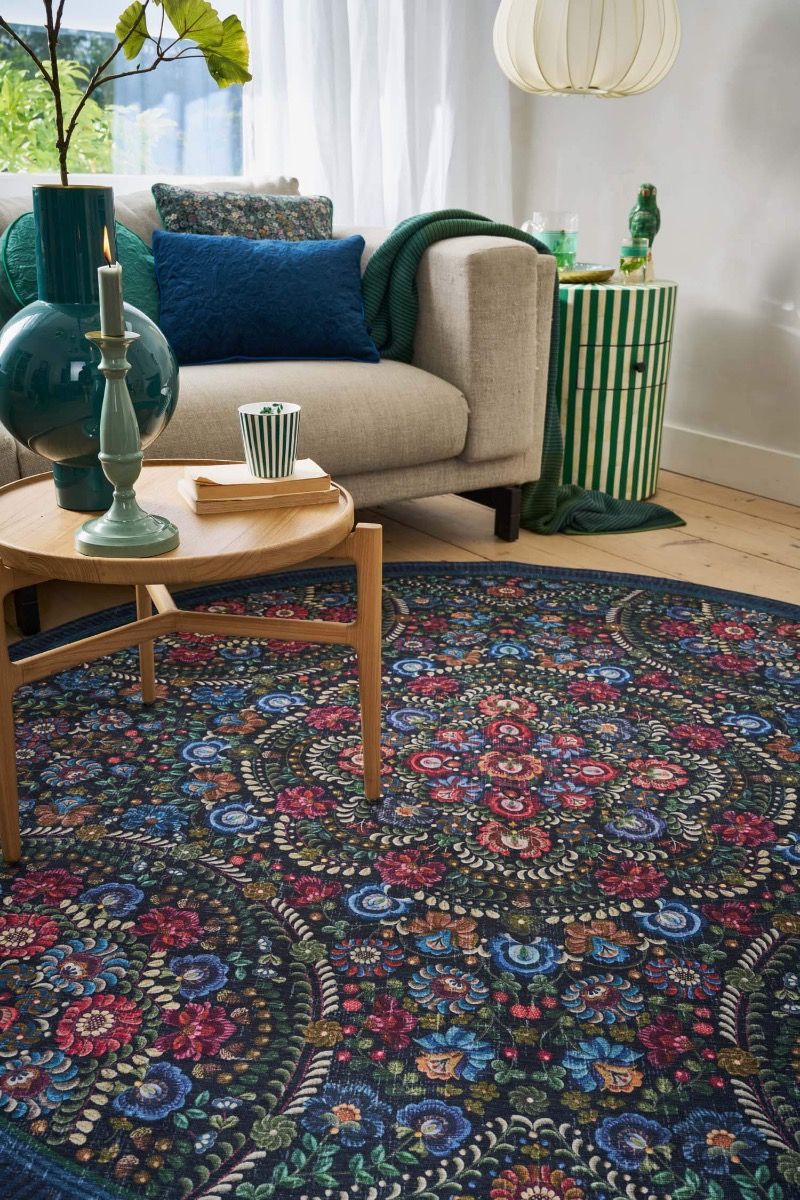 Round Carpet Il Ricamo by Pip Dark Blue