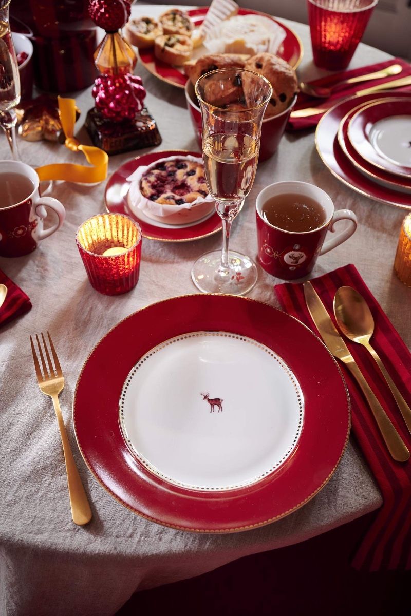Dinner Plate Love Birds Dark Red 26.5cm