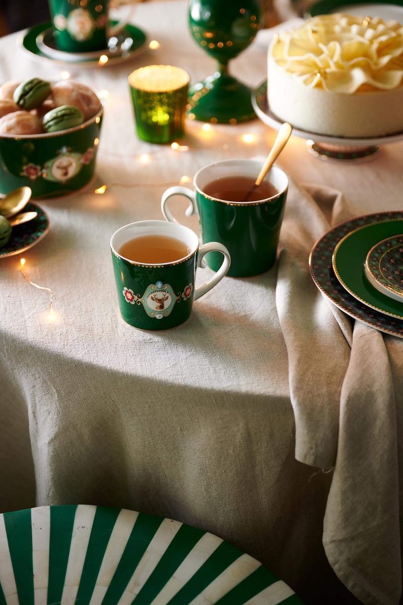 Mug Love Birds Medallion Deer Dark Green 190ml