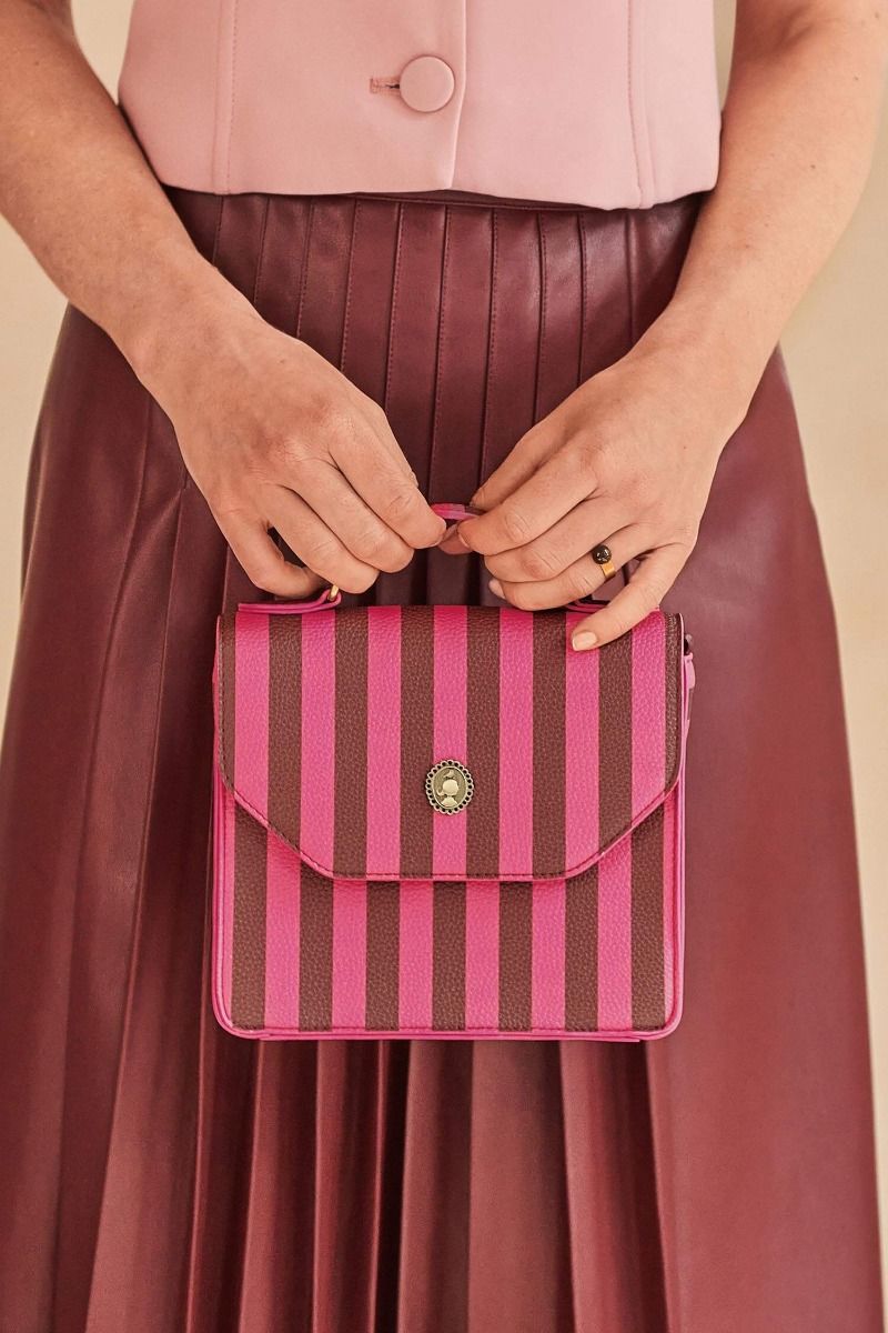 Frances Schoudertas Small Streep Roze