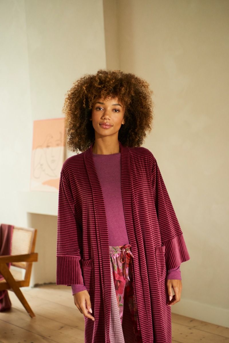 Tom Top Lange Mouw Melee Solid Donkerroze