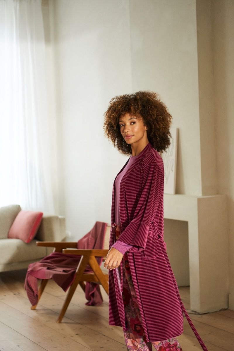 Naomi Kimono Velvet Little Sumo Stripe Rouge Rose