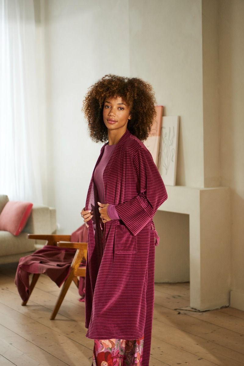 Naomi Kimono Velvet Little Sumo Stripe Rouge Rose