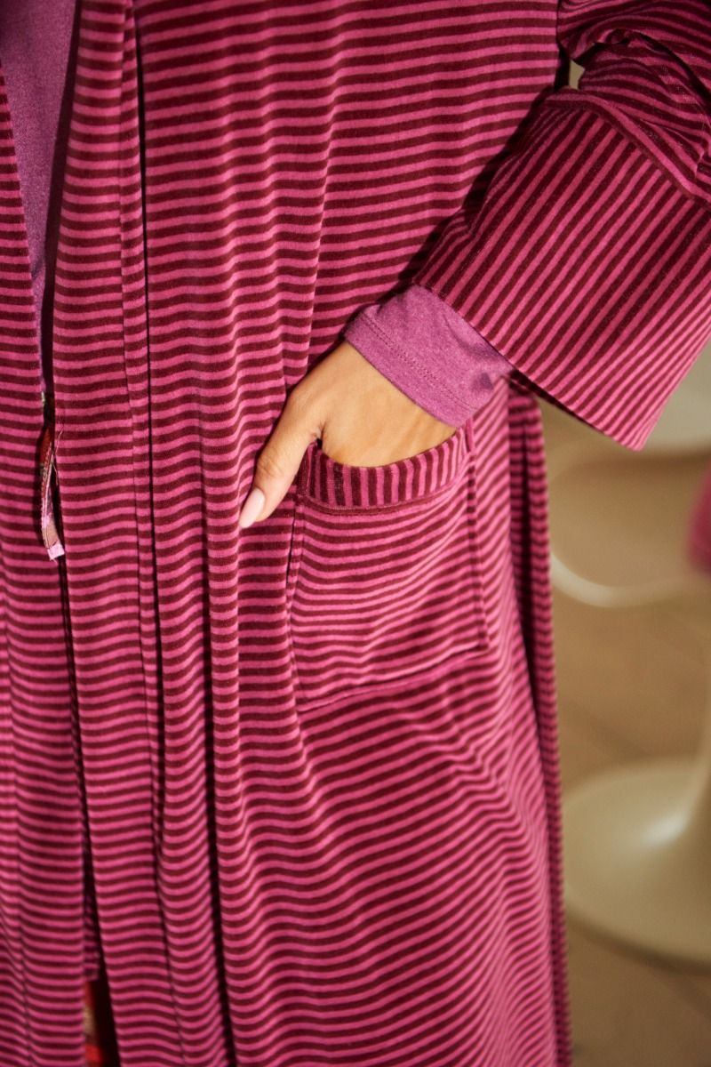 Naomi Kimono Velvet Little Sumo Stripe Rouge Rose