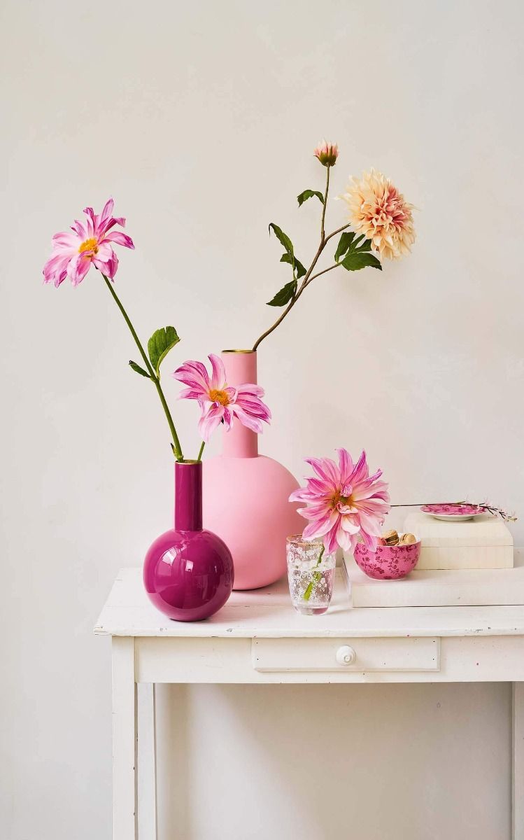 Vase Metal Small Bright Pink 26cm