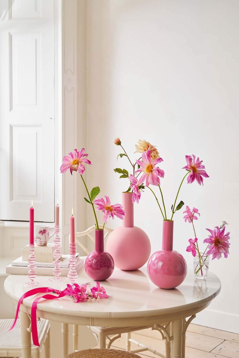 Vase Metal Small Bright Pink 26cm