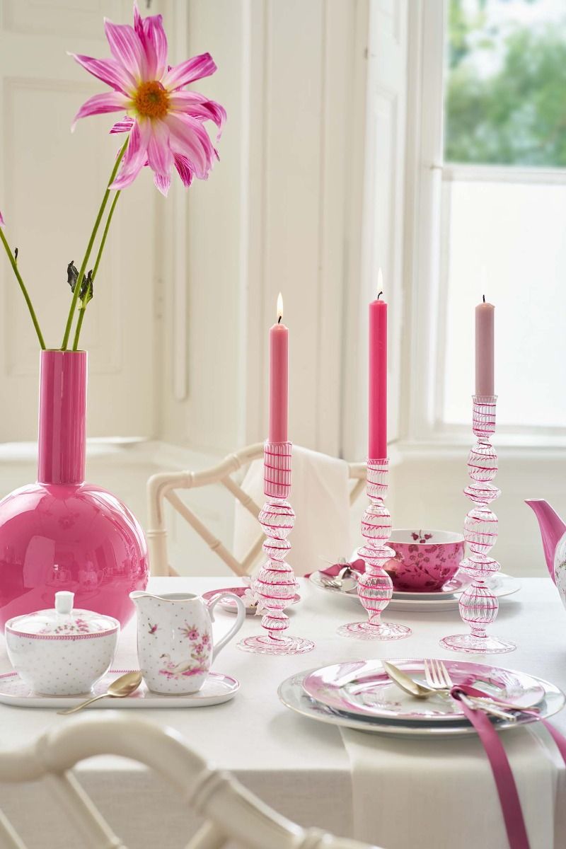 Kerzenständer Glas Strudel Rosa 20cm