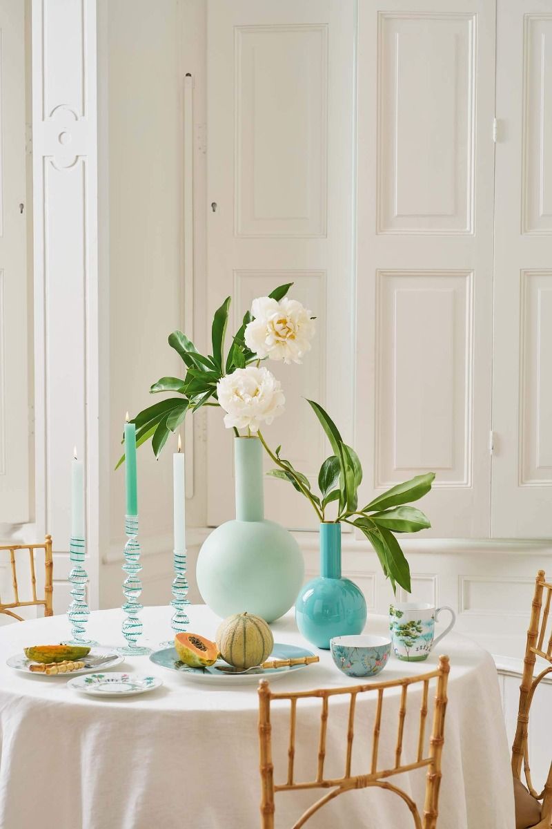 Metall Vase Mittel Blau 33cm