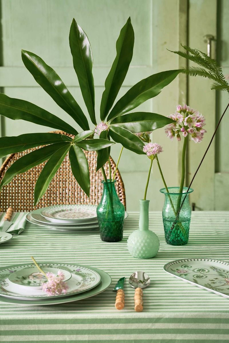 Set/3 Petits Vases en Verre Bleu-Vert
