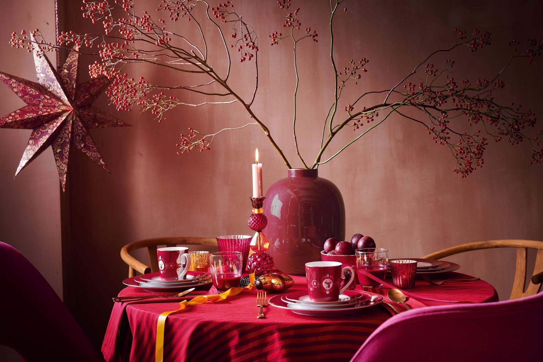 Assiette Love Birds Rouge Foncé 26.5cm