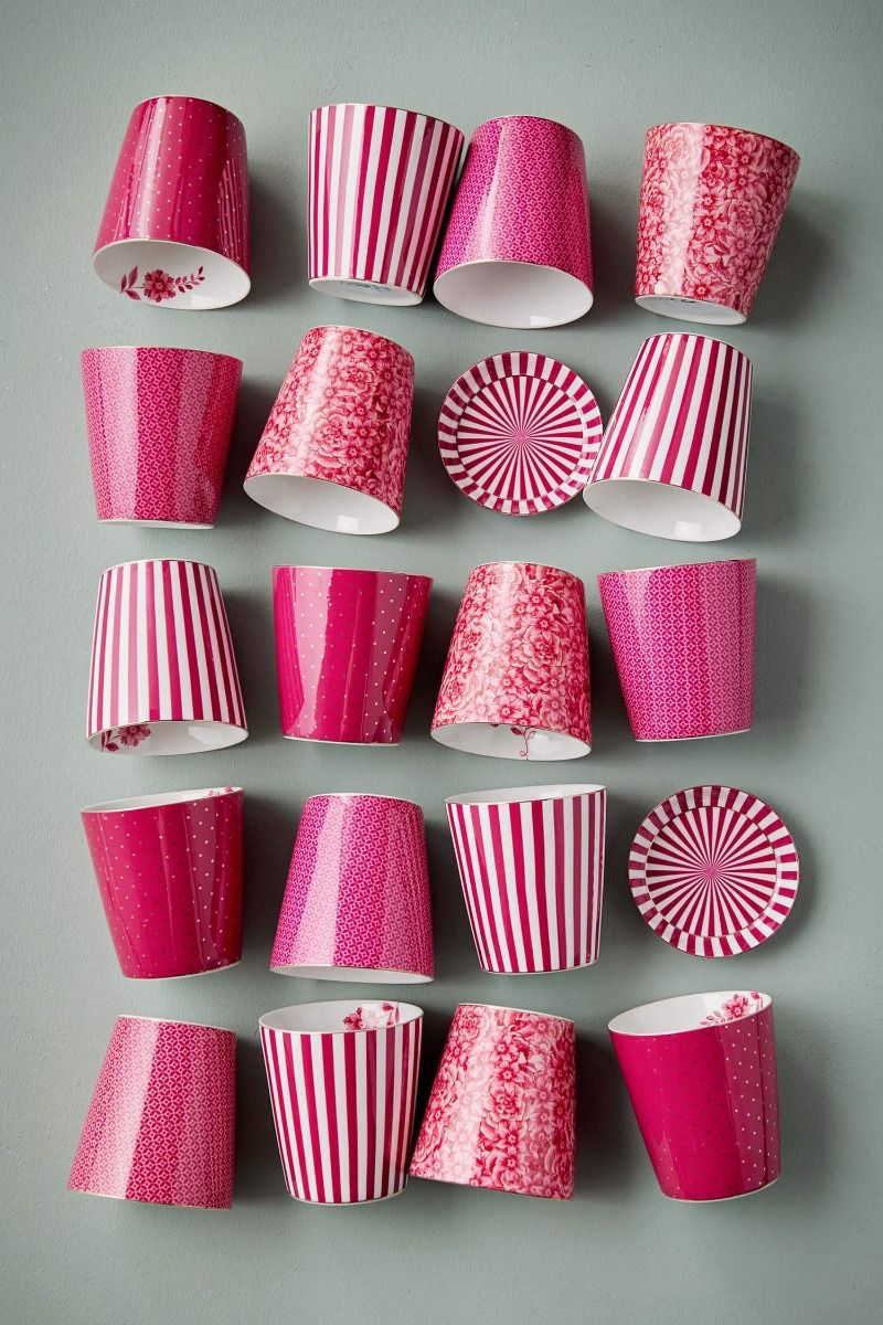 Royal Stripes Mug & Tea Tip Dark Pink