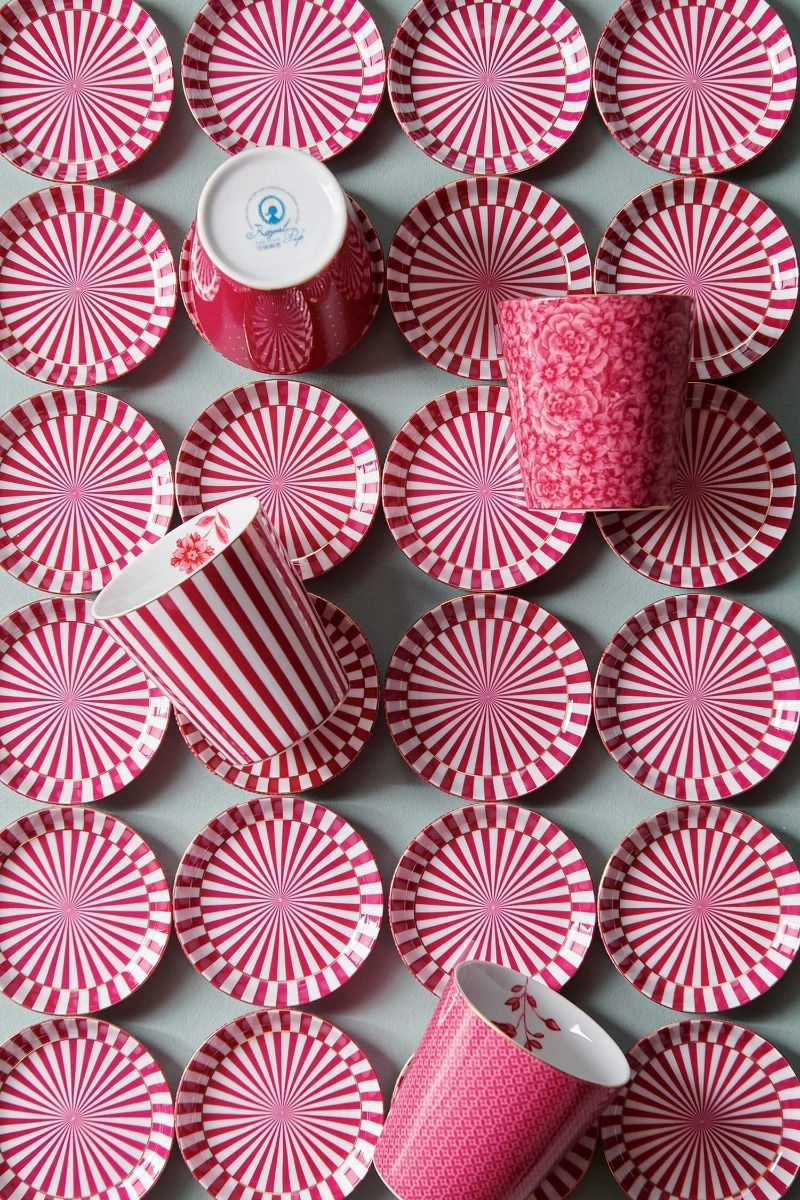Tasse de Petite Taille Points & Conseil de Thé Royal Stripes Rose Foncé