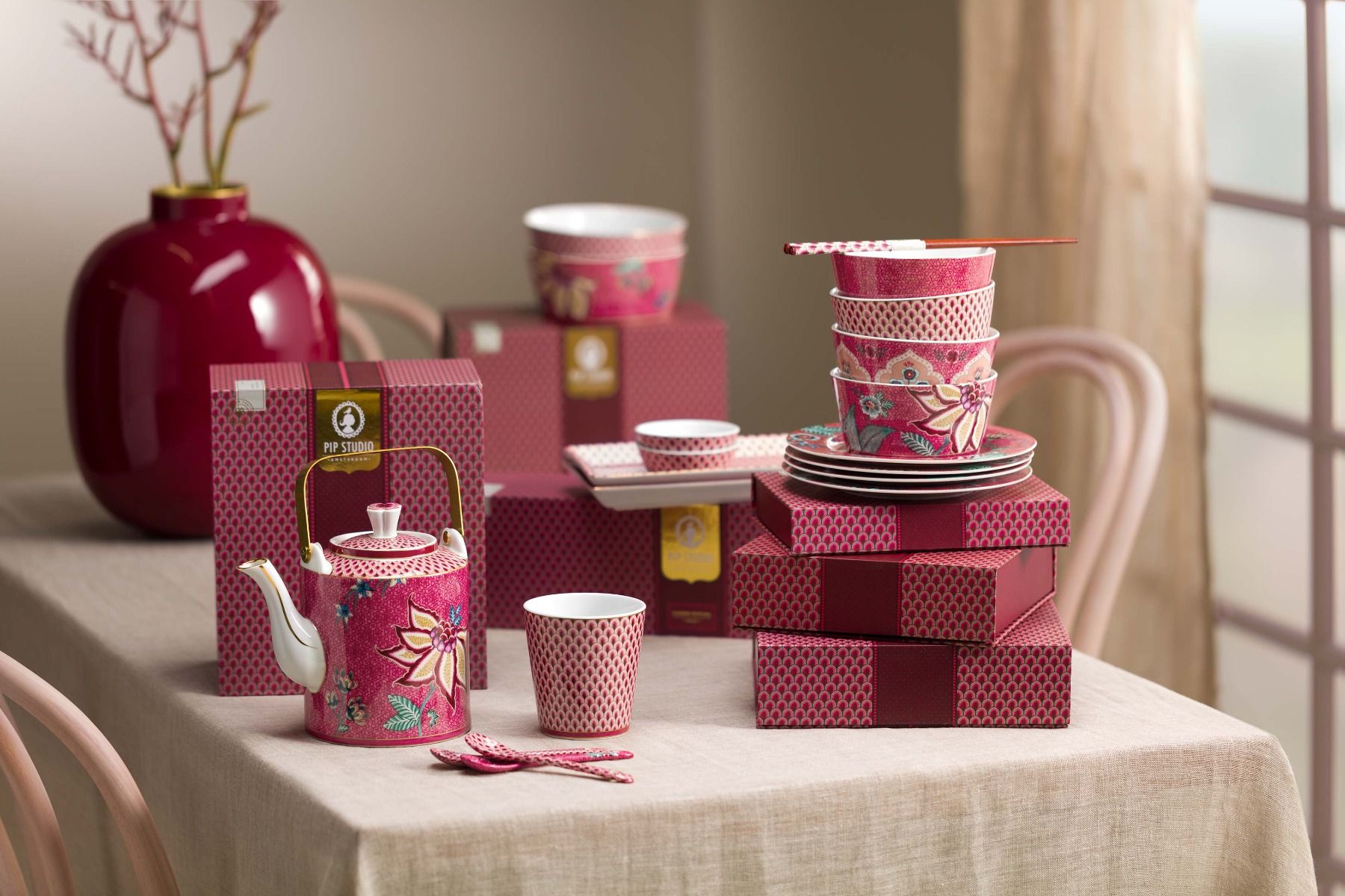 Giftset Bowls 15cm & Chopsticks Oriental Flower Festival Dar