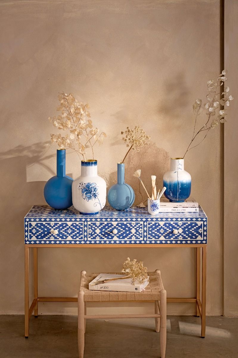 Vase Metall Pip & The Blue Bird Blau 36cm