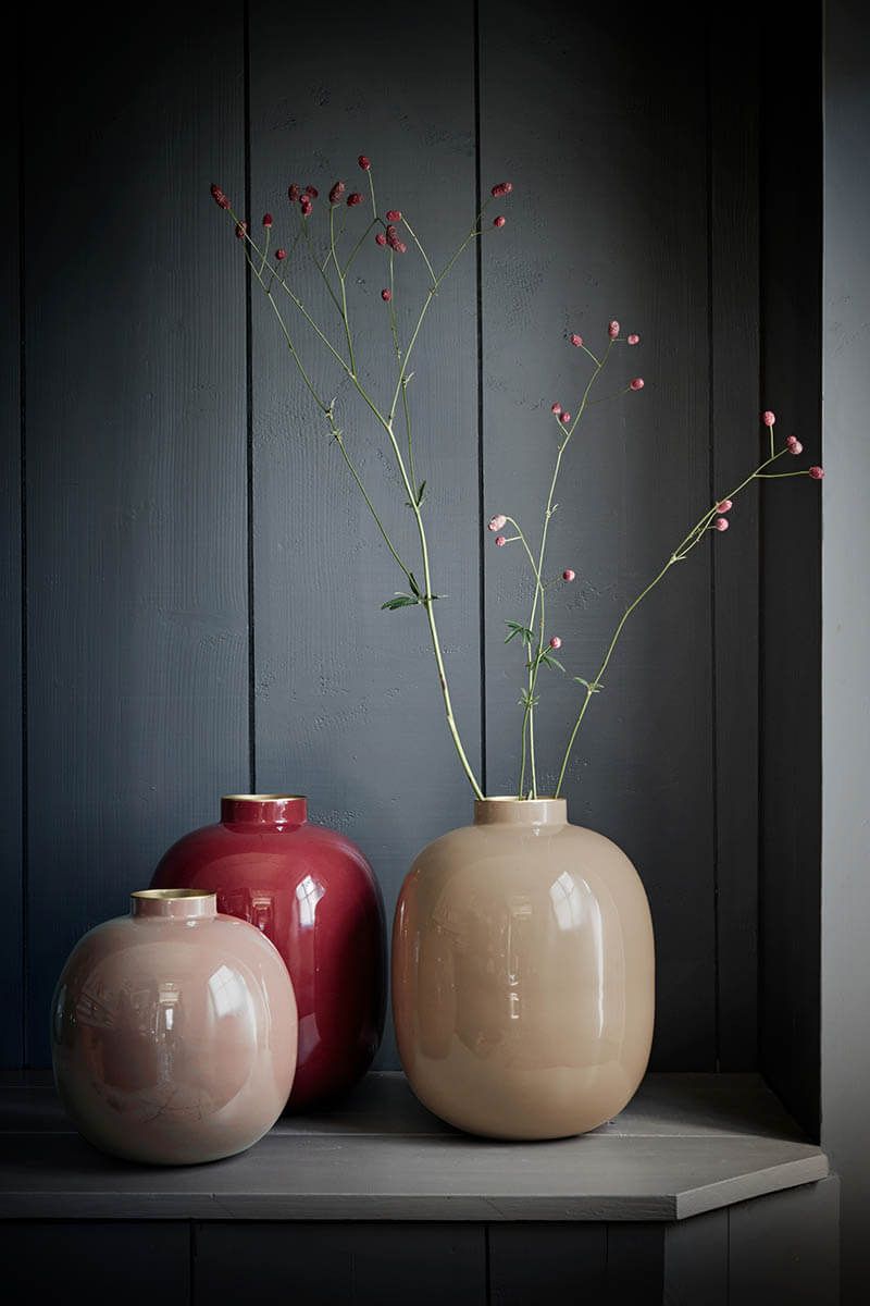 Metal Vase Dark Red 32cm