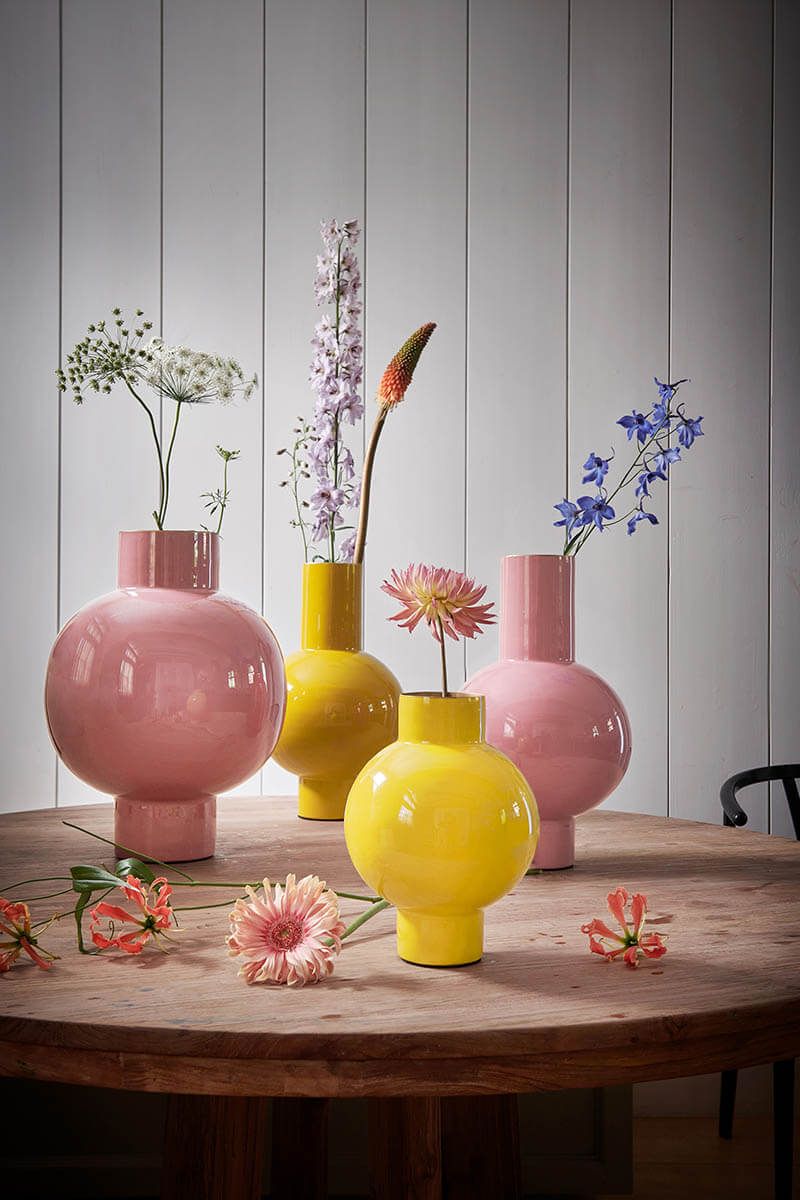 Metal Vase Pink 40cm
