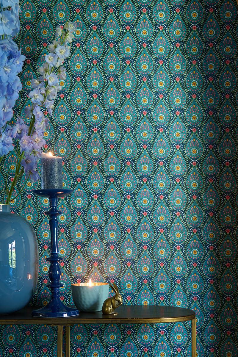 Pip Studio Raindrops Non-Woven Wallpaper Dark Blue