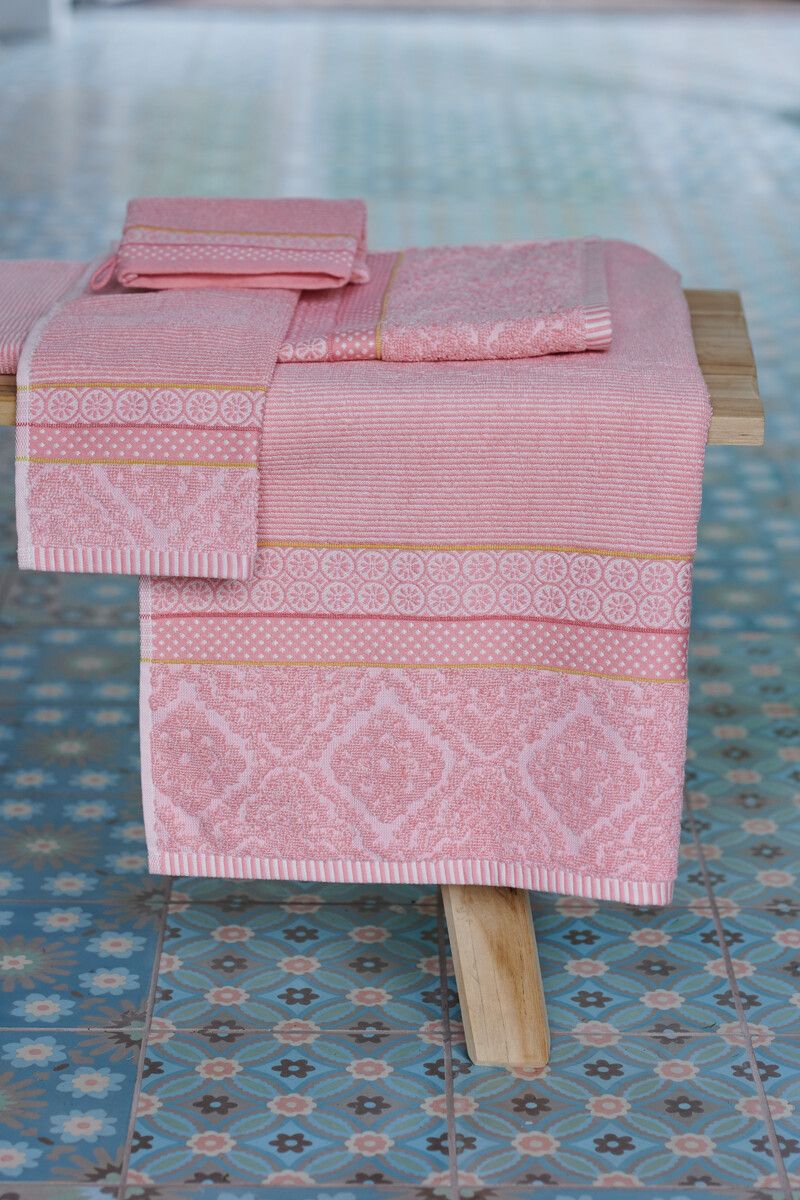 Large Bath towel Soft Zellige Pink 70x140 cm