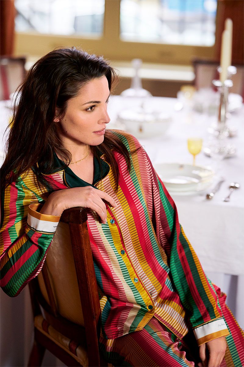 Top Mit Lange Ärmeln Jacquard Stripe Multi