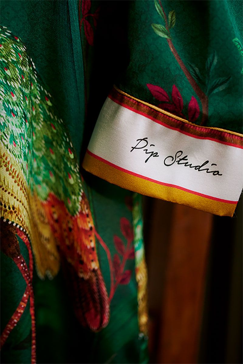 Kimono Birds in Love Groen