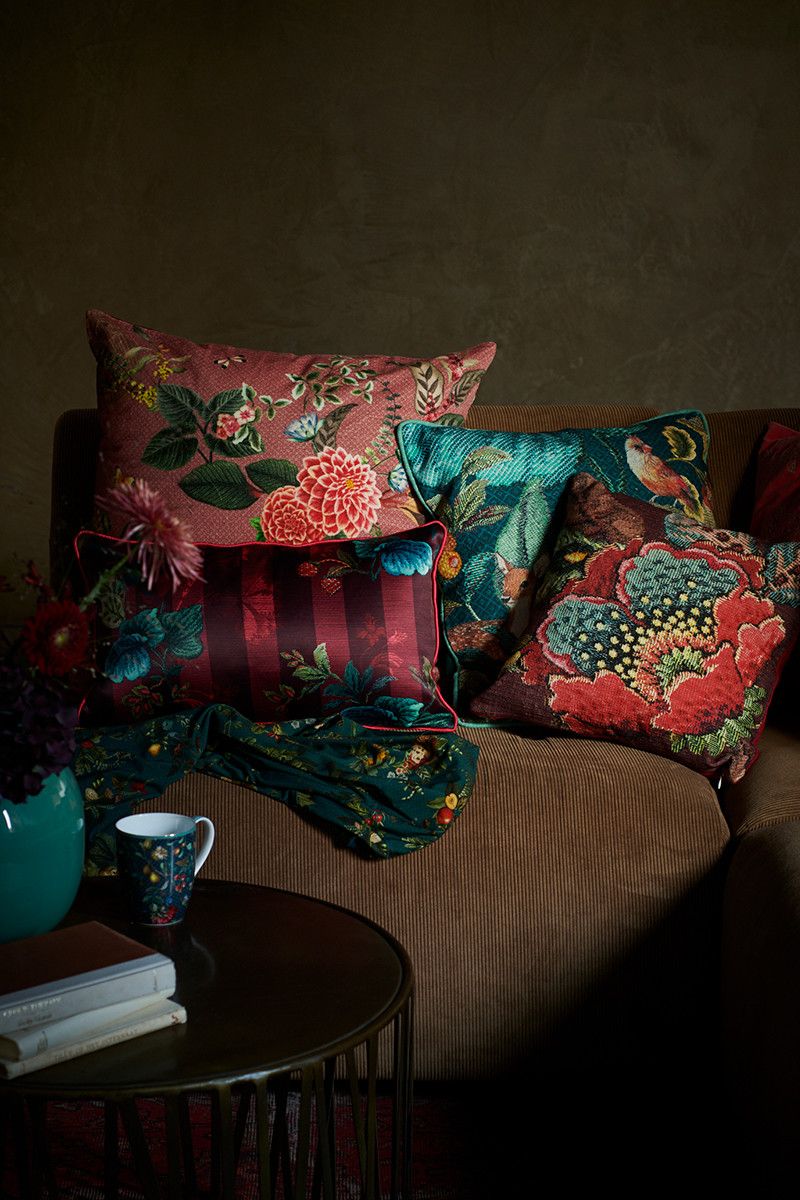 Cushion Poppy Stitch Burgundy