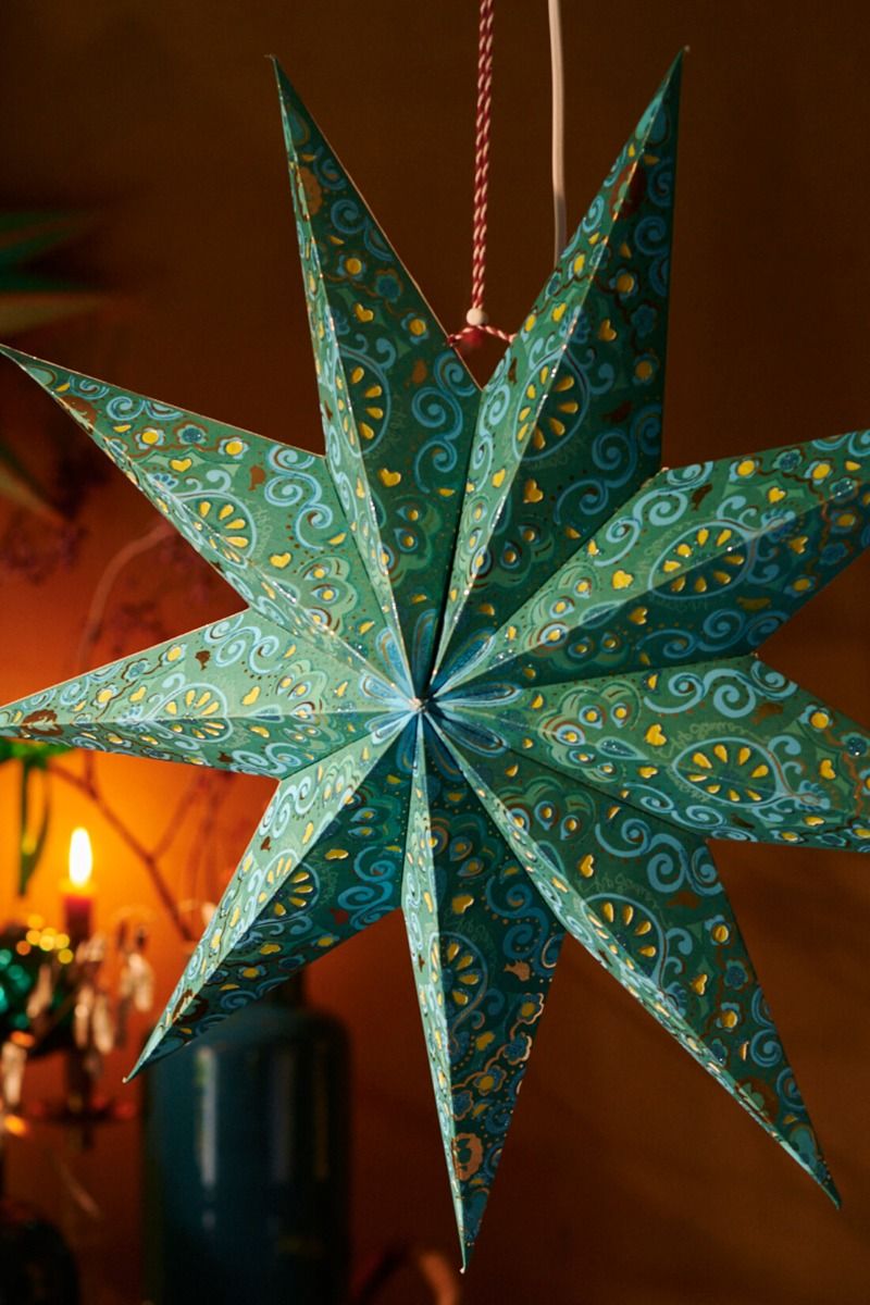 Kerstster Papier Overall Print Groen 60cm
