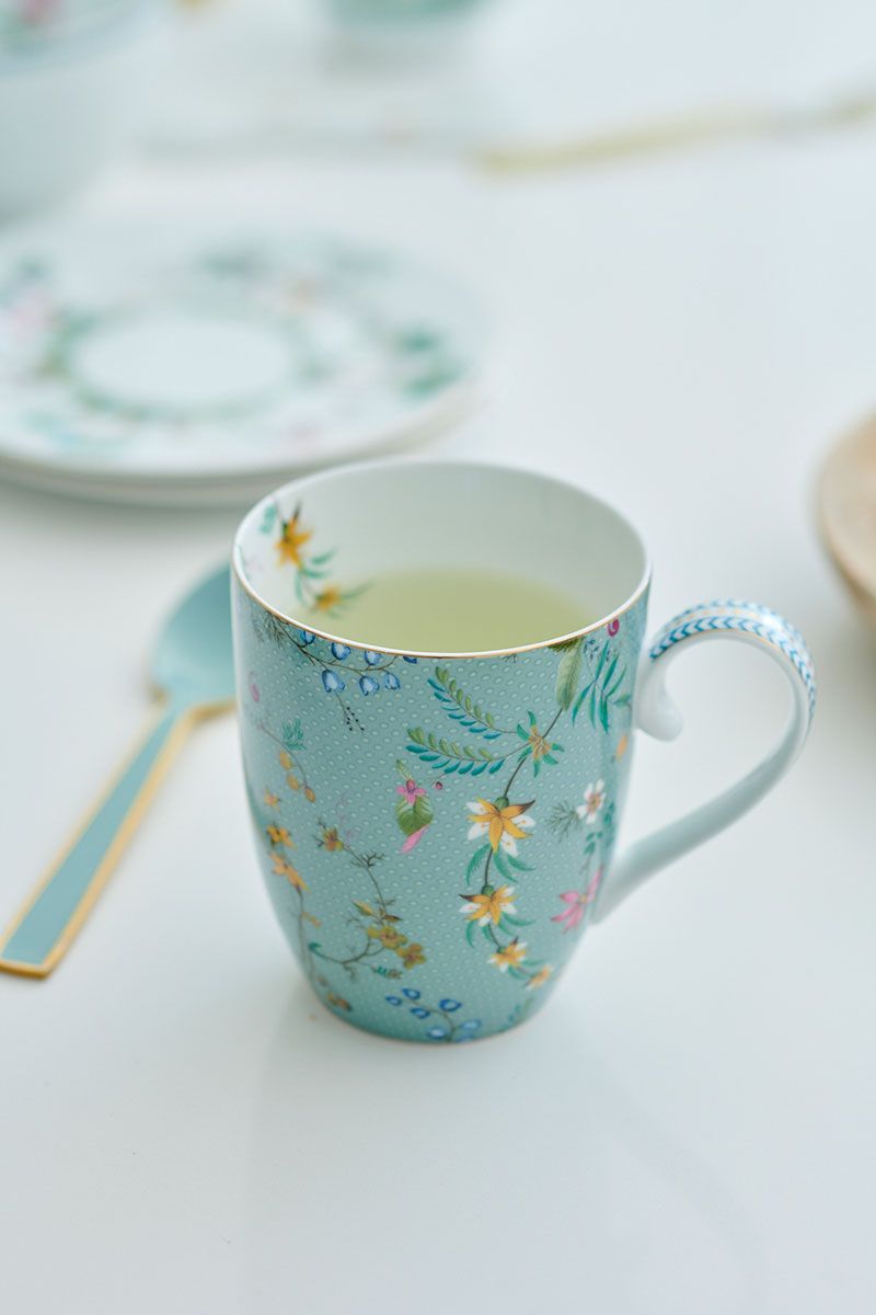 Jolie Set/3 Tea Set Large Flowers Blue 