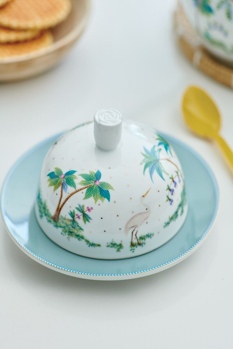 Pip Studio Butter Dish Round Blushing Birds Blue