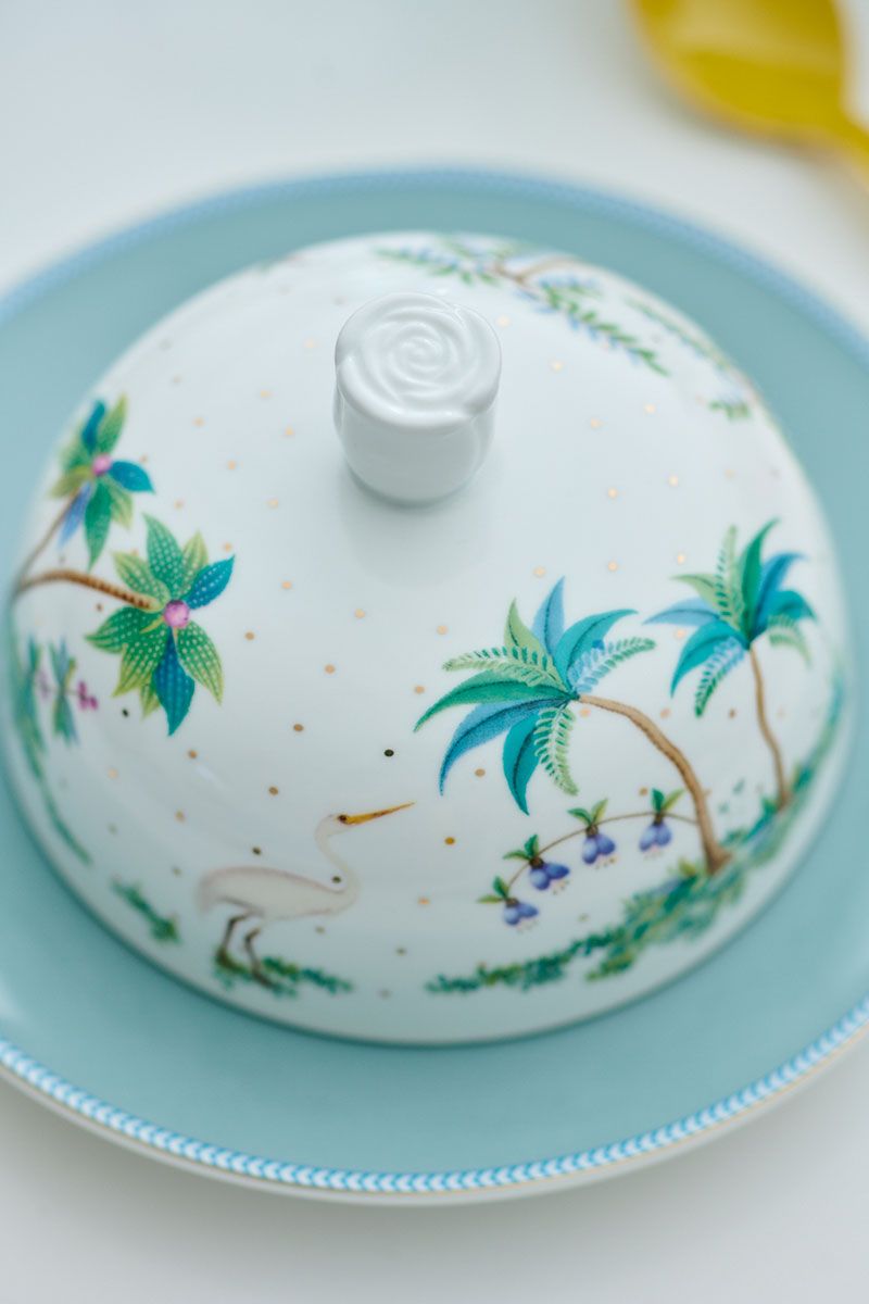 Pip Studio Butter Dish Round Blushing Birds Blue