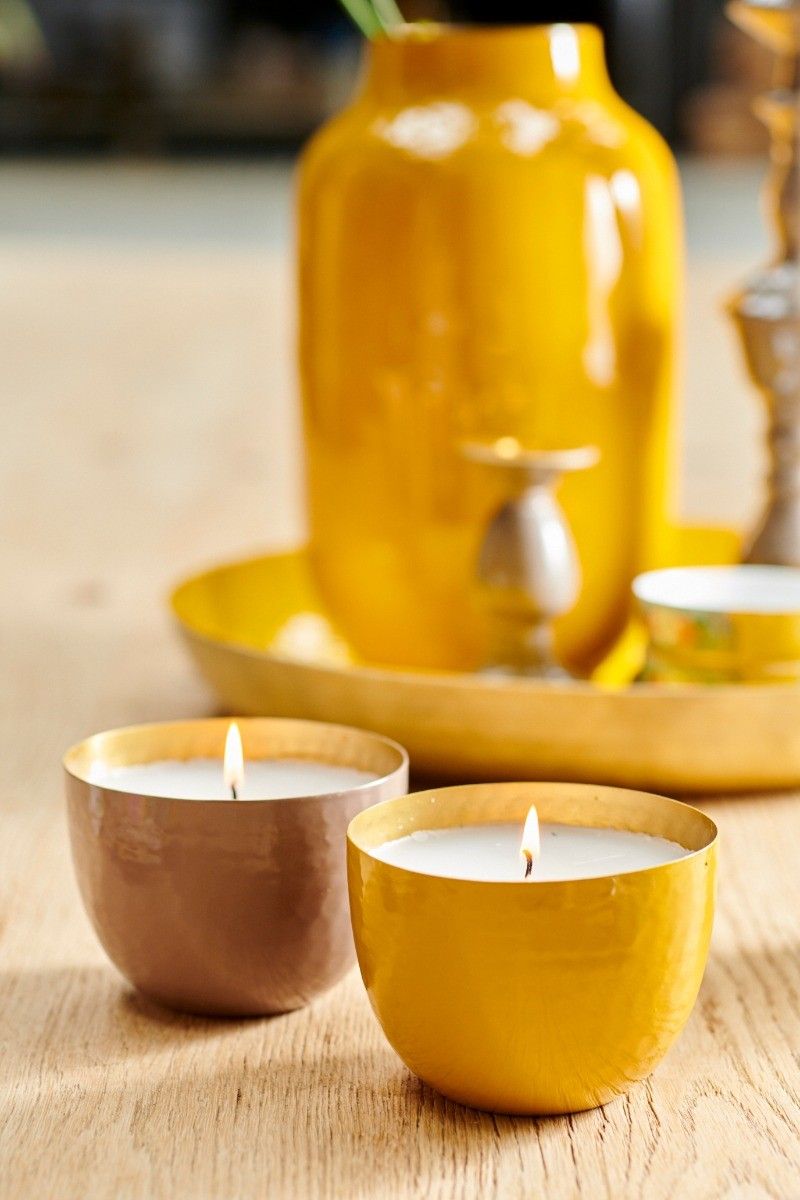 Blushing Birds Candle Khaki 11 cm