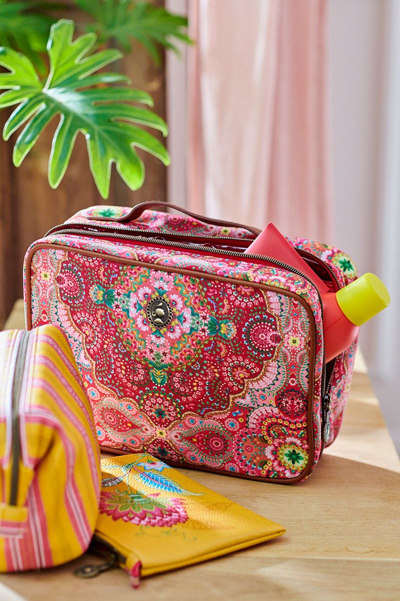 Flaches Necessaire Klein Jambo Flower/Blurred Lines Gelb
