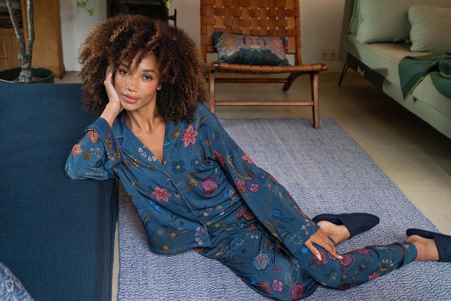 Belin Pantalon Coco Flower Bleu 