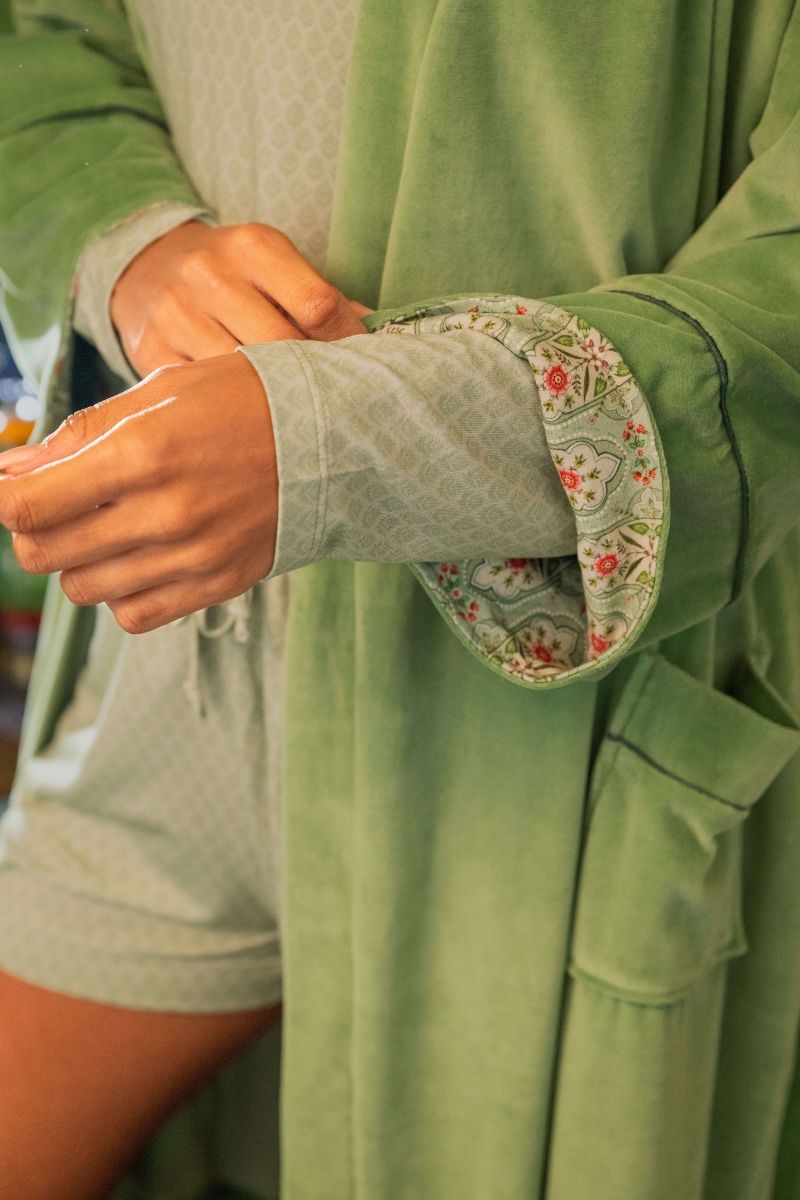 Naomi Kimono Velvet Groen 