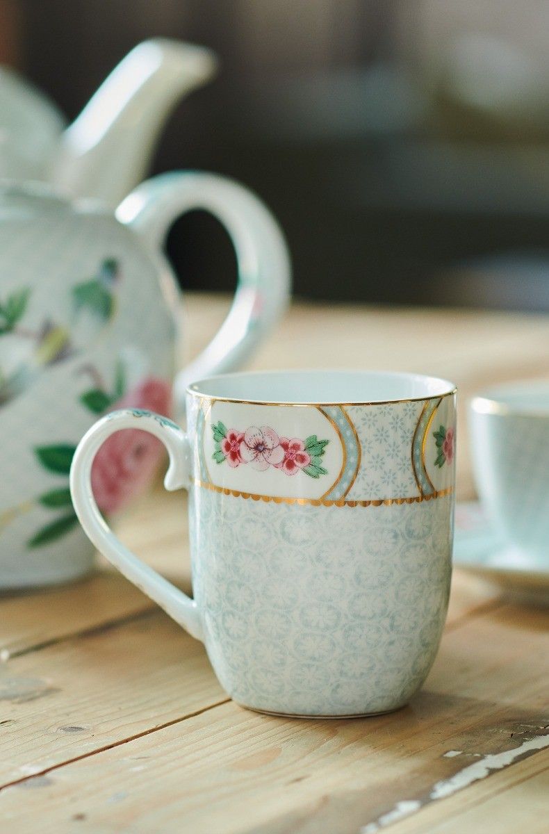 Blushing Birds Set of 2 Mugs small white