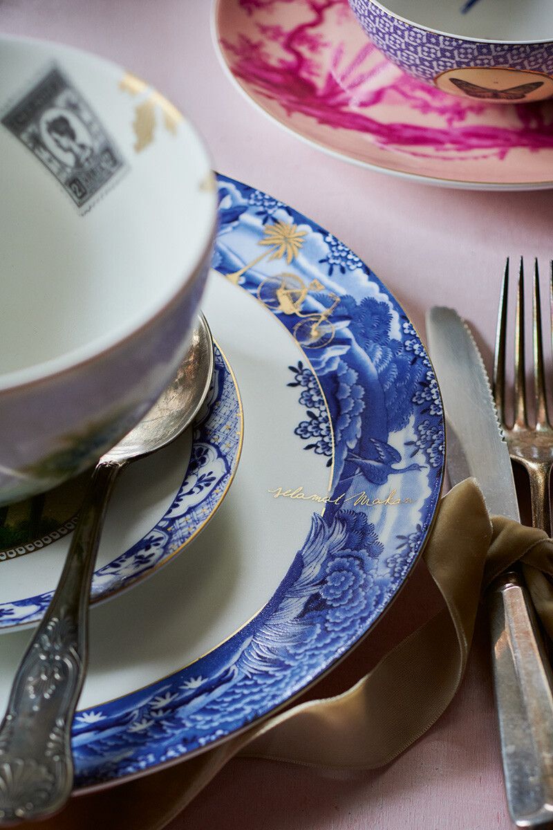 Assiette Plate à Filet Heritage en Coloris Bleu 26,5 cm